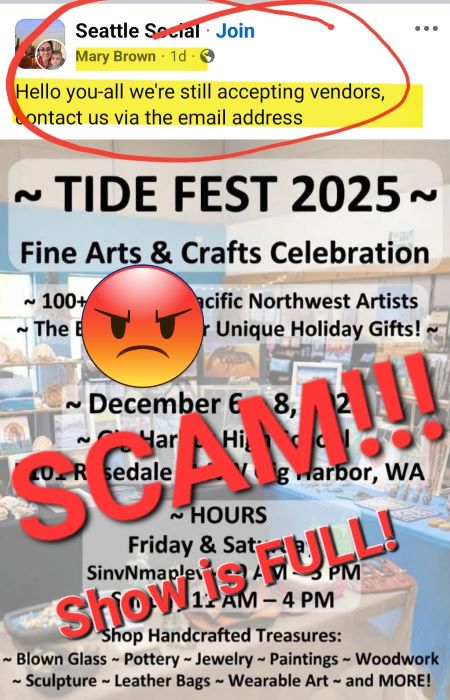 Read more: SCAM / Fraud Alert!  Tidefest Vendors, We are Full, Do Not Pay 3rd Parties for Your Vendor Fees
